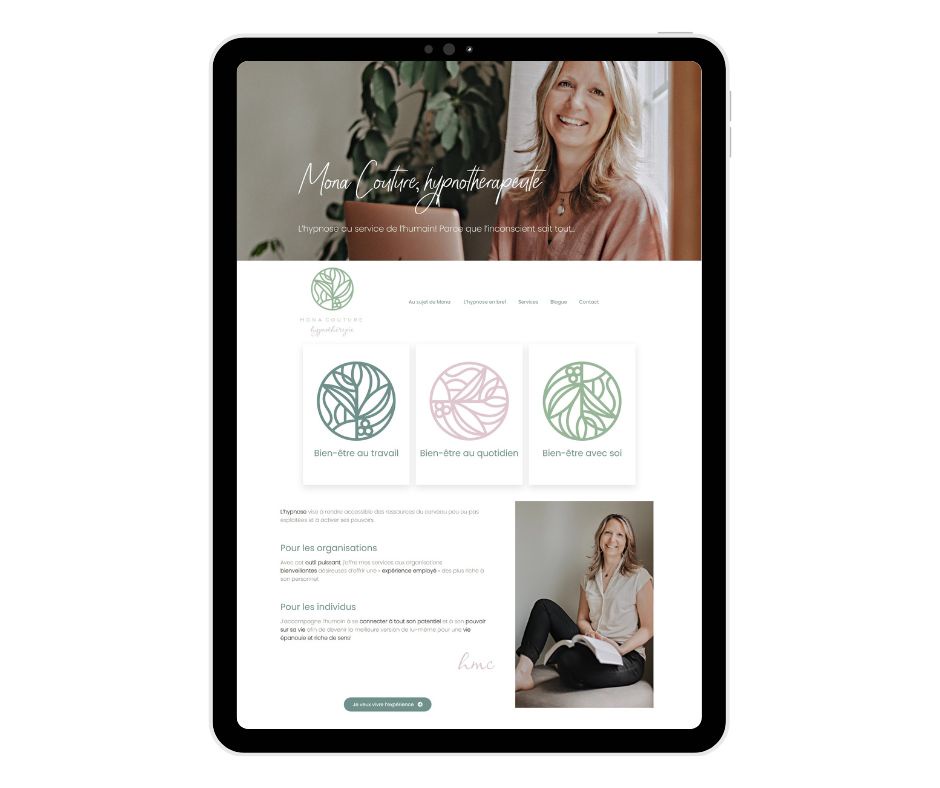 categories:website design/modification:services:static website - Mona Couture Hypnothérapeute