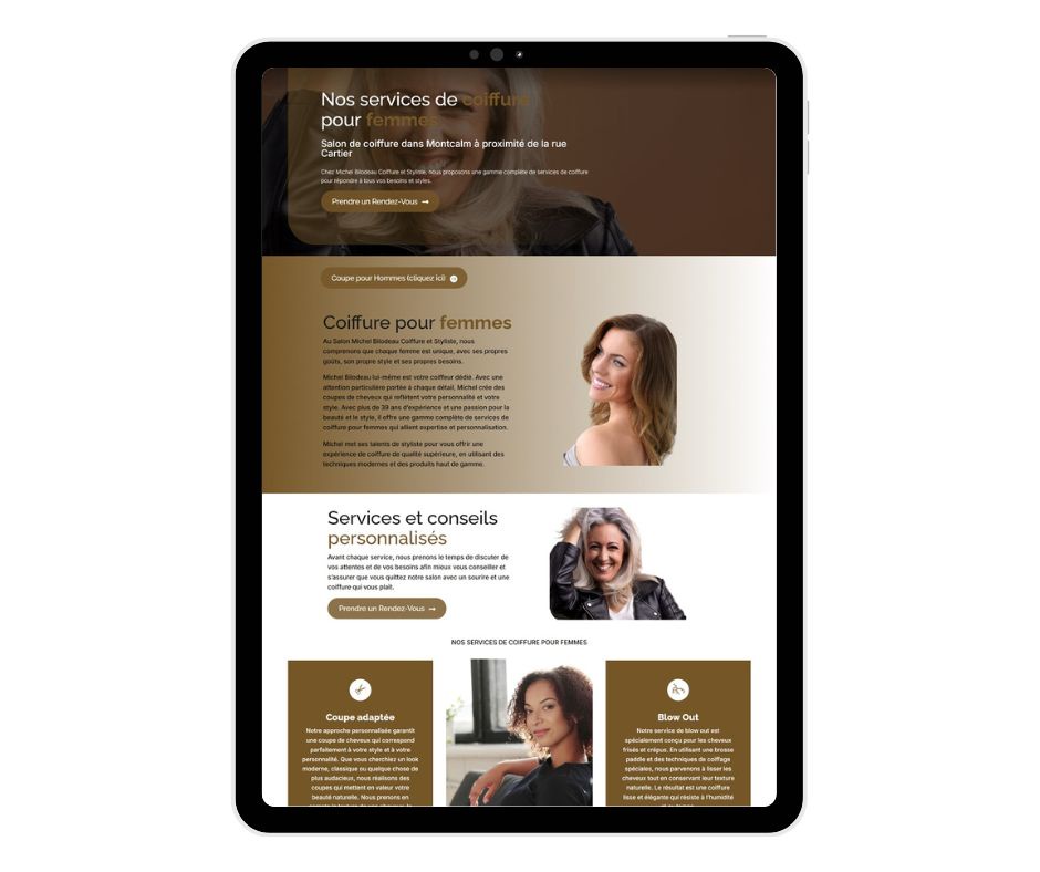 categories:website design/modification:services:static website - Salon de coiffure Michel Bilodeau