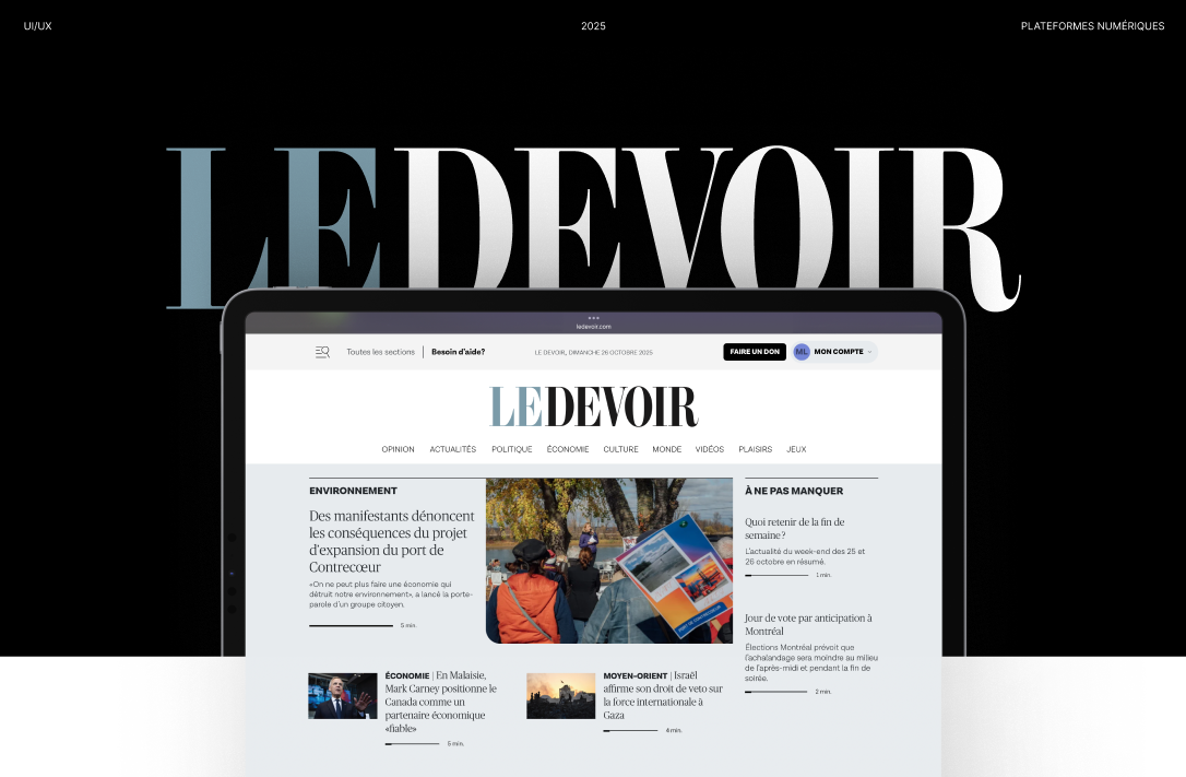 Design d'interface (UI/UX) - Le Devoir