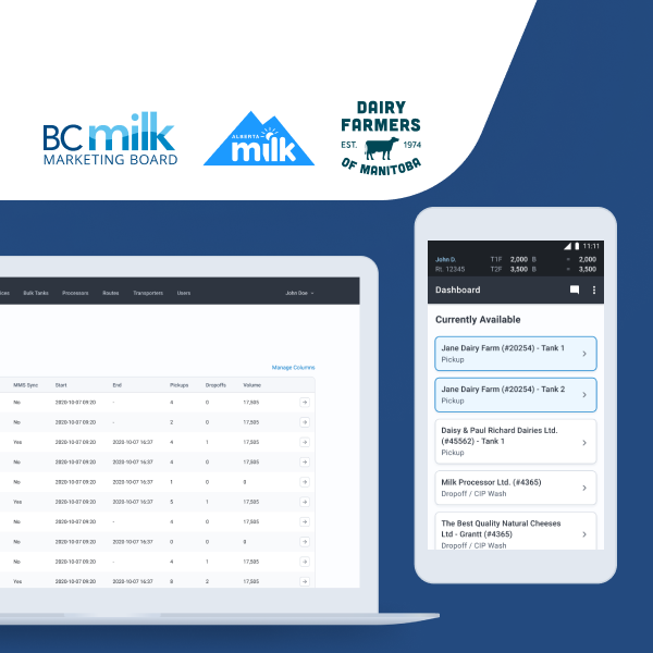 categories:applications development:services:mobile - British Columbia Milk Marketing Board, Alberta Milk et Dairy Farmers of Manitoba - Logistique et chaîne d’approvisionnement