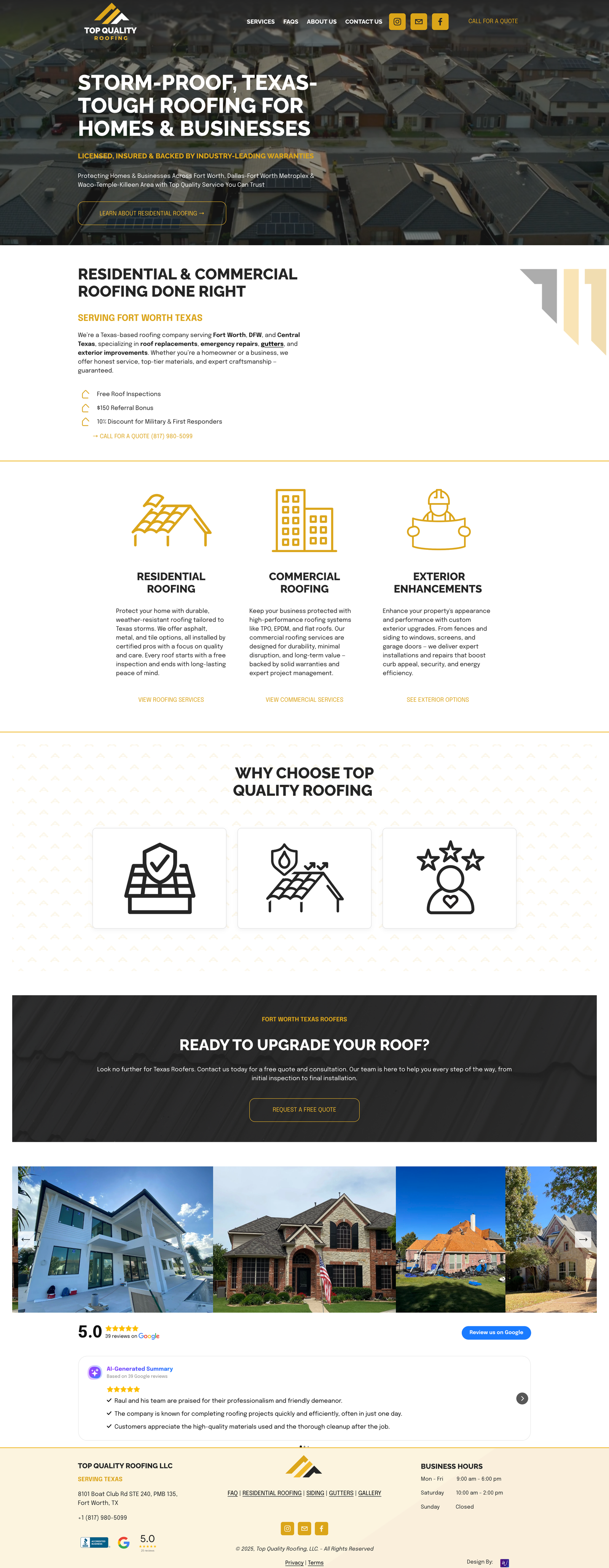 Static website - Top Quality Roofing
