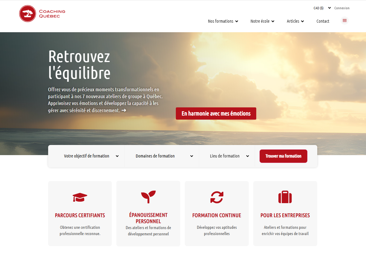 categories:website design/modification:services:e-commerce - Refonte de Coaching-Québec.com