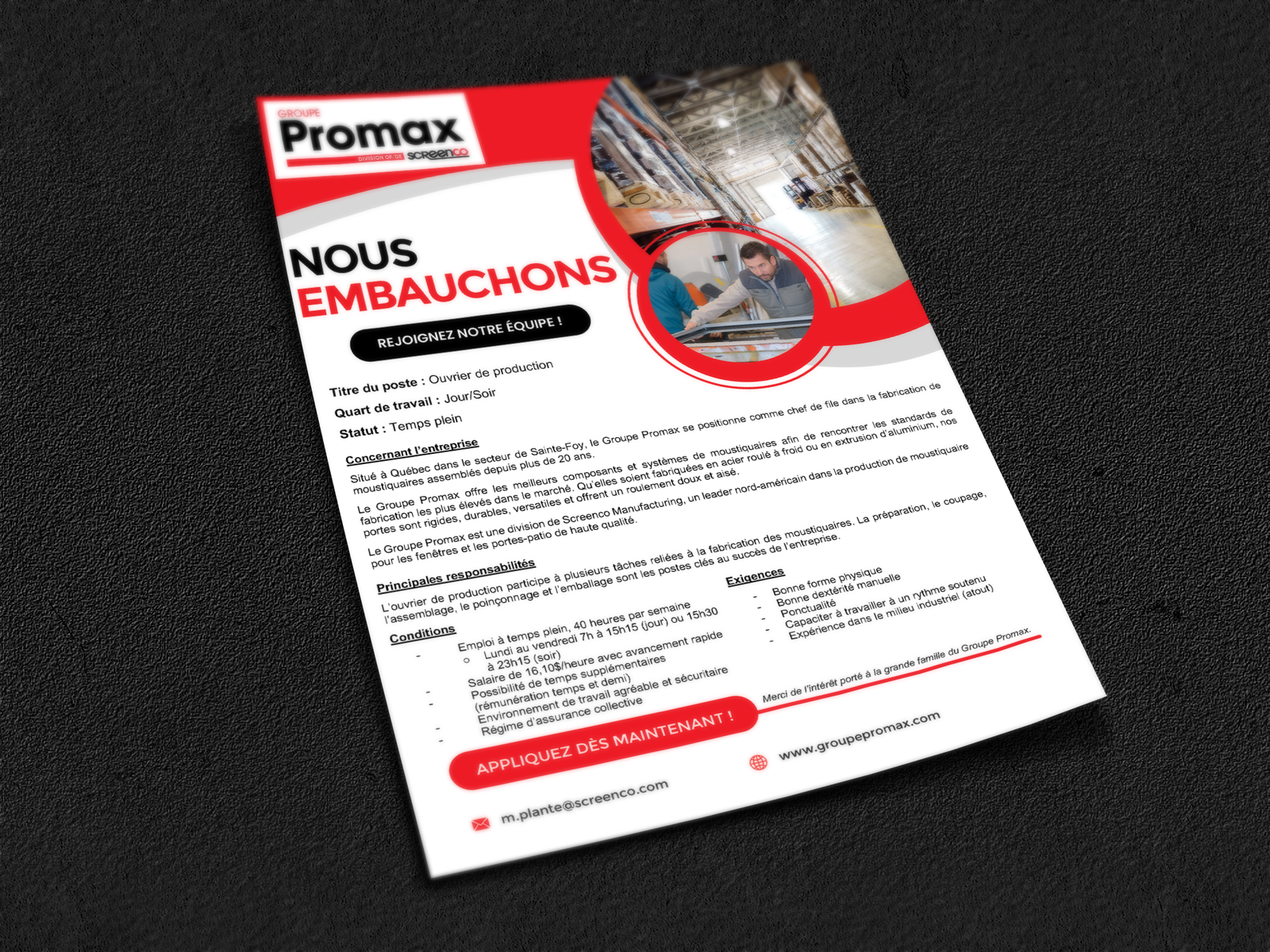 categories:design:services:graphic design - Affiche publicitaire pour promouvoir l'embauche chez l'entreprise Groupe Promax