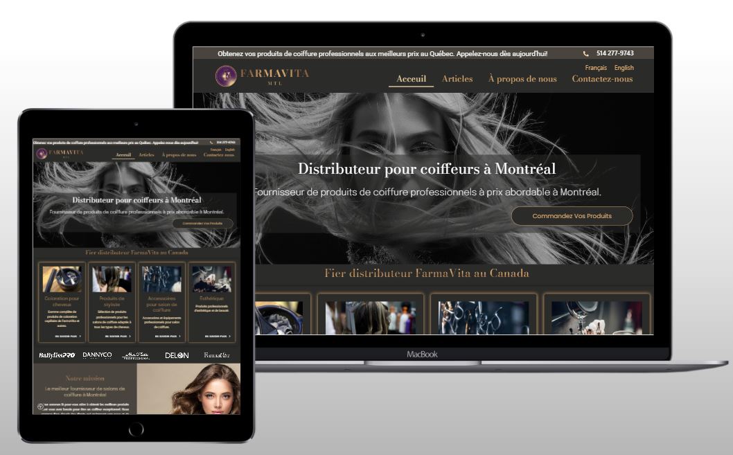 Static website - Distributeur pour coiffeurs