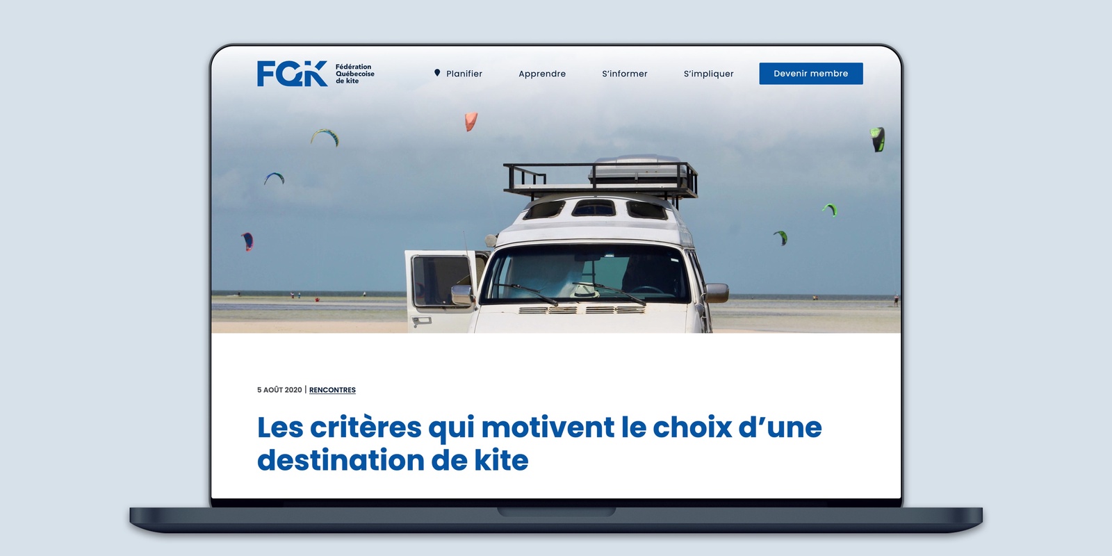 categories:professional services:services:project management - Refonte du site de la Fédération Québécoise de kite